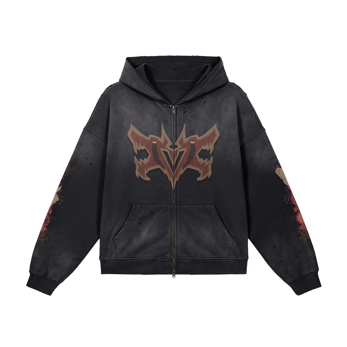 Pit Vightor “Violet Arcane” Distressed Full Zip Hoodie