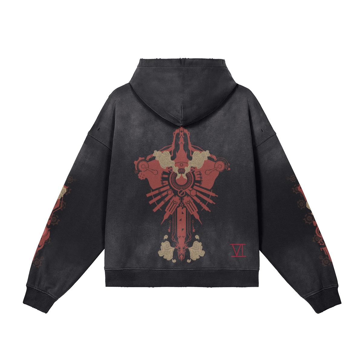 Pit Vightor “Violet Arcane” Distressed Full Zip Hoodie