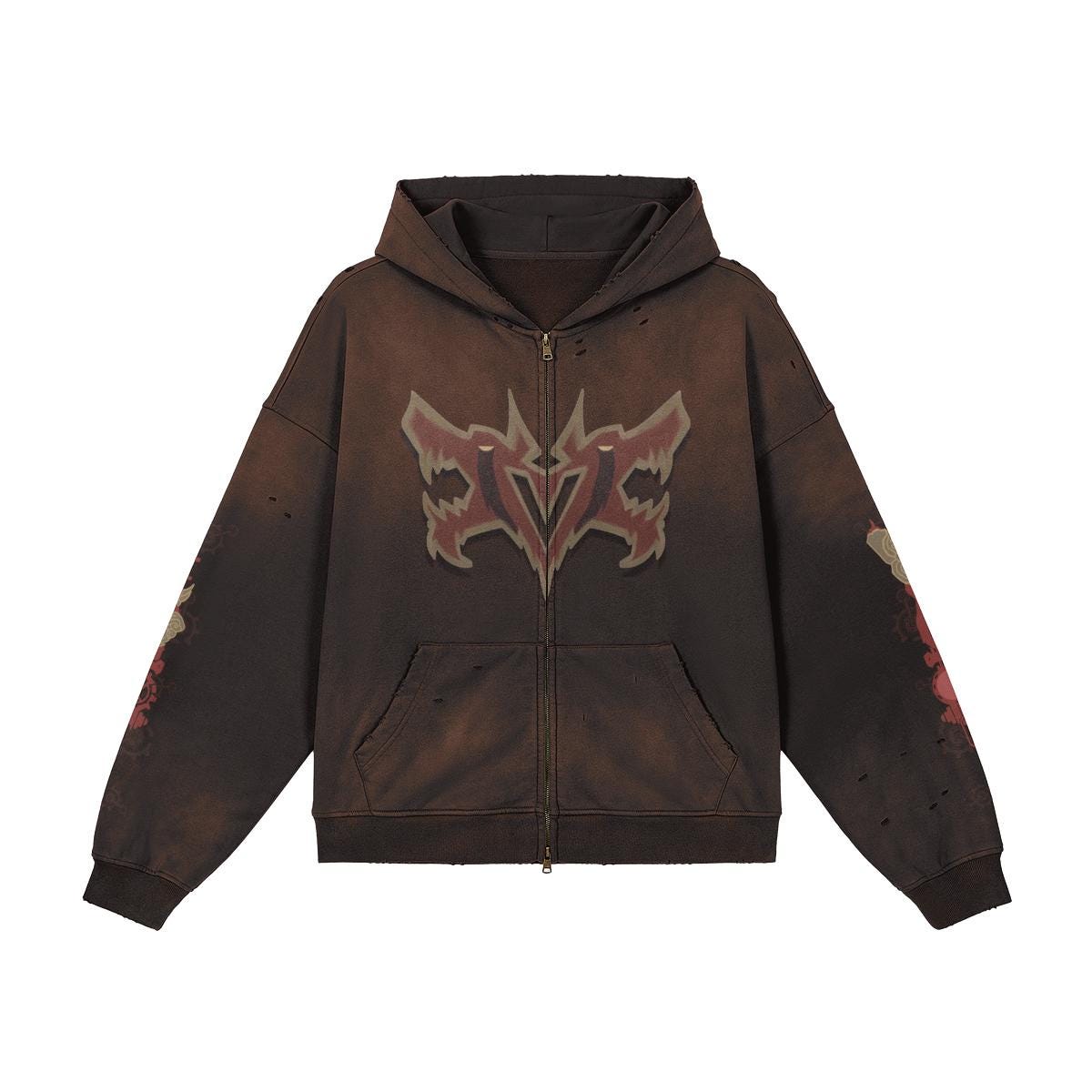 Pit Vightor “Violet Arcane” Distressed Full Zip Hoodie