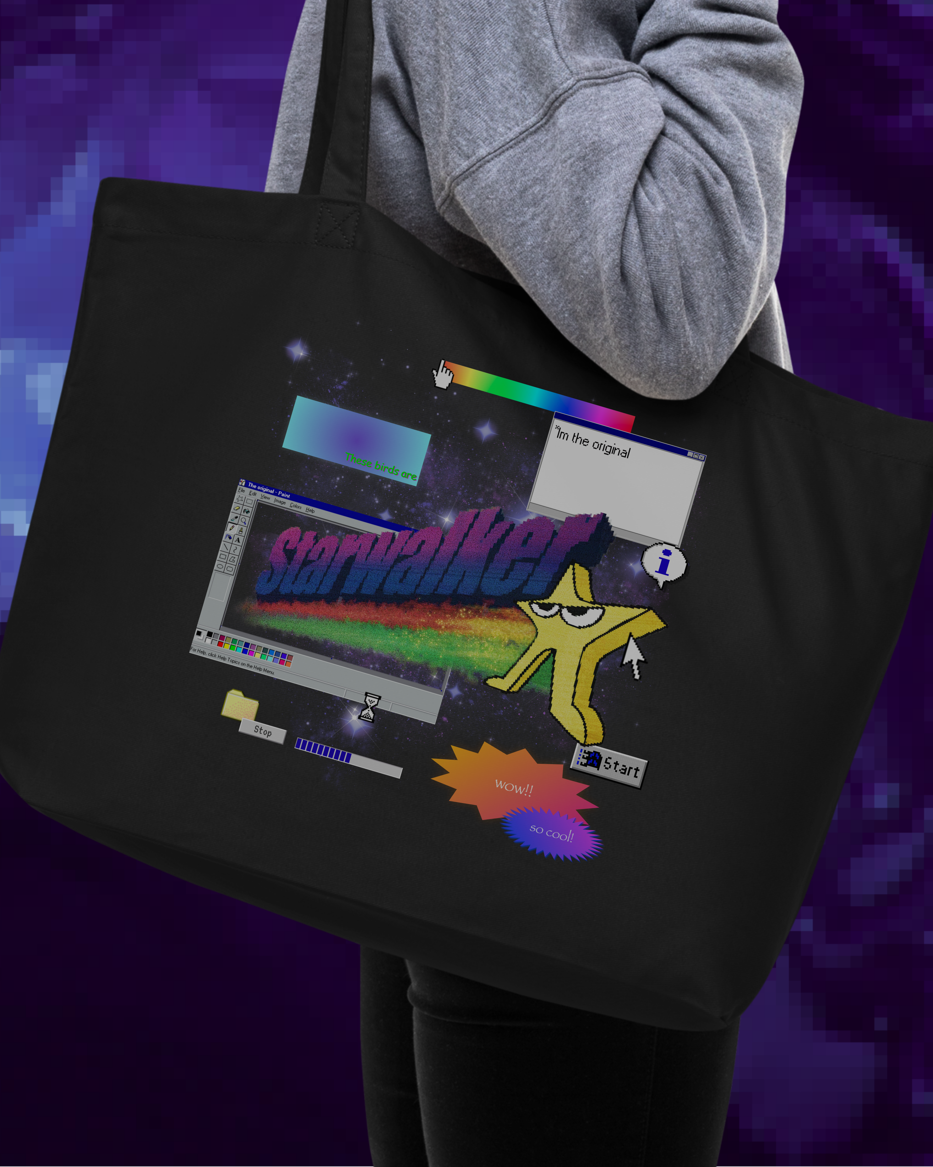 Large organic tote bag SUBTLE SCREENZ